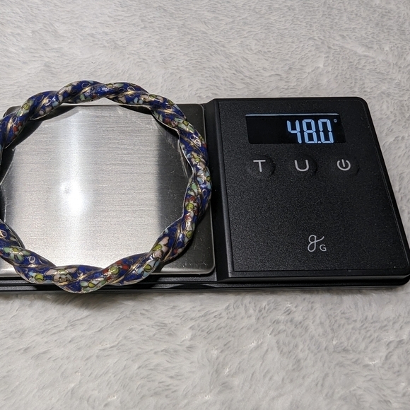 Vintage Rare Chinese Cloisonne Enamel Twisted Floral Bangle Bracelet - Picture 4 of 13